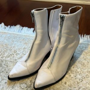 Jeffery Campbell Landyn Zip Front White Booties
